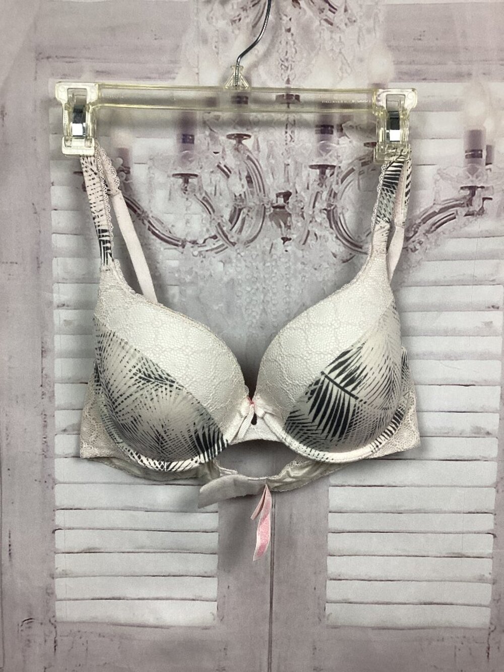 Victoria's Secret Bra white & black palm lace 36C